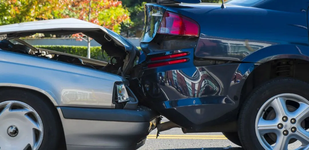 A rear-end collision between two cars on a Chattanooga street